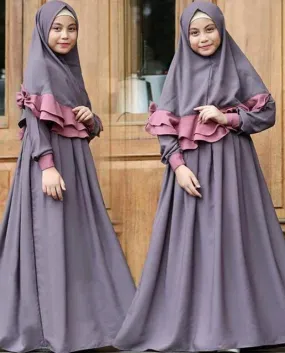2 pezzi di fiori tradizionali abbigliamento per bambini Moda bambino Abaya ragazza musulmana