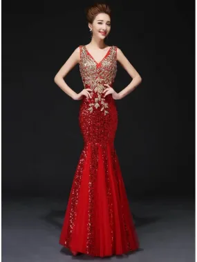 Abito da Sera elegante a Sirena per Occasioni Speciali con paillettes