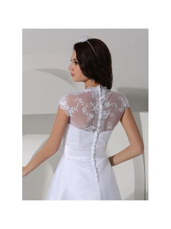 Abito da sposa corto semplice di organza e pizzo