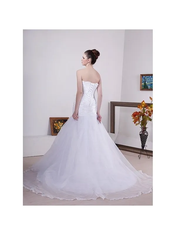 Abito da sposa mezza sirena fasciante senza decorazioni