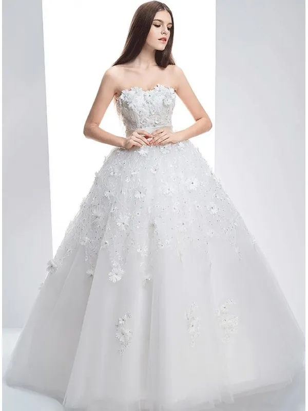 Abito da Sposa Principesco Economico Online con decorazioni floreali