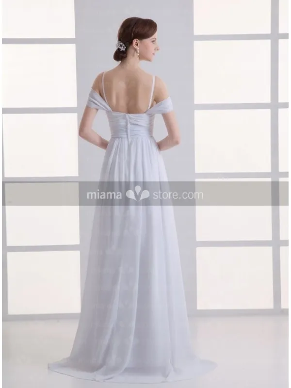 Abito da sposa semplice ed economico in georgette con doppia bretella