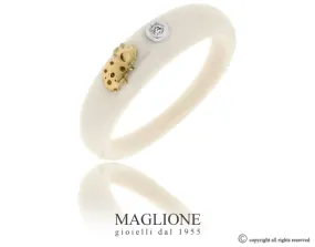 Anello Dalù in ceramica con colore a scelta, coccinella in oro bianco o giallo 18kt e diamante naturale