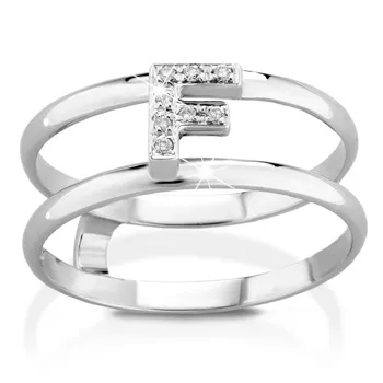 Anello VERA in oro bianco 18kt e iniziale F con diamanti naturali