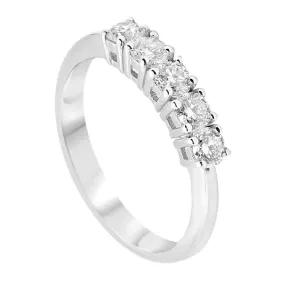 Anello veretta in oro bianco con diamanti 0,65 ct mis 14
