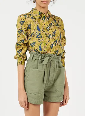  ATTIC AND BARN   LADY - Camicia con collo classico stampata in seta | Verde