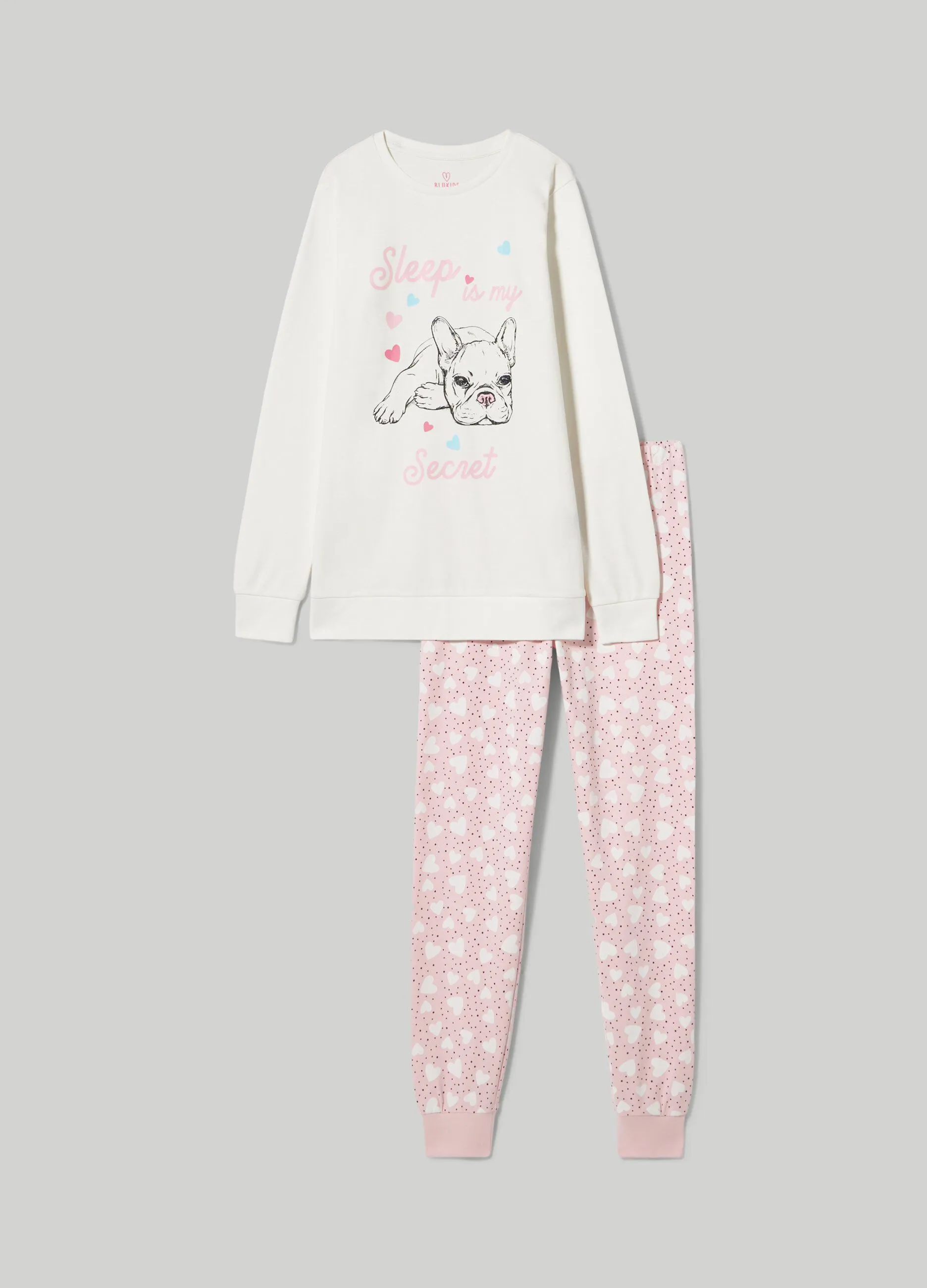 BLUKIDS  Set pigiama lungo in puro cotone ragazza