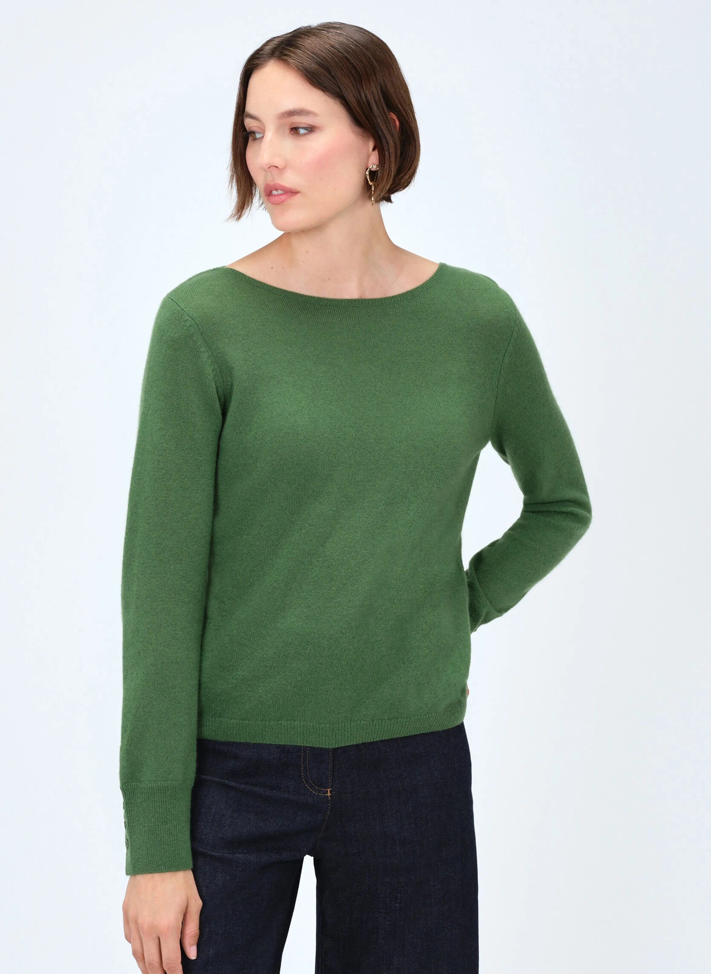  CAROLL   MZOAN - Maglione dritto con collo a barchetta in cashmere | Verde