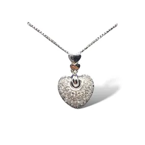 Collana a Cuore in Oro Bianco e Brillanti Ct. 0.70