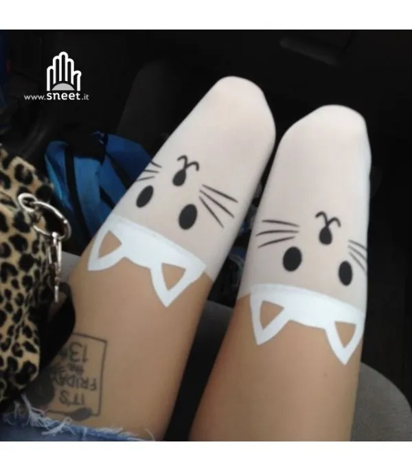 Collant cat white - Dream Shop