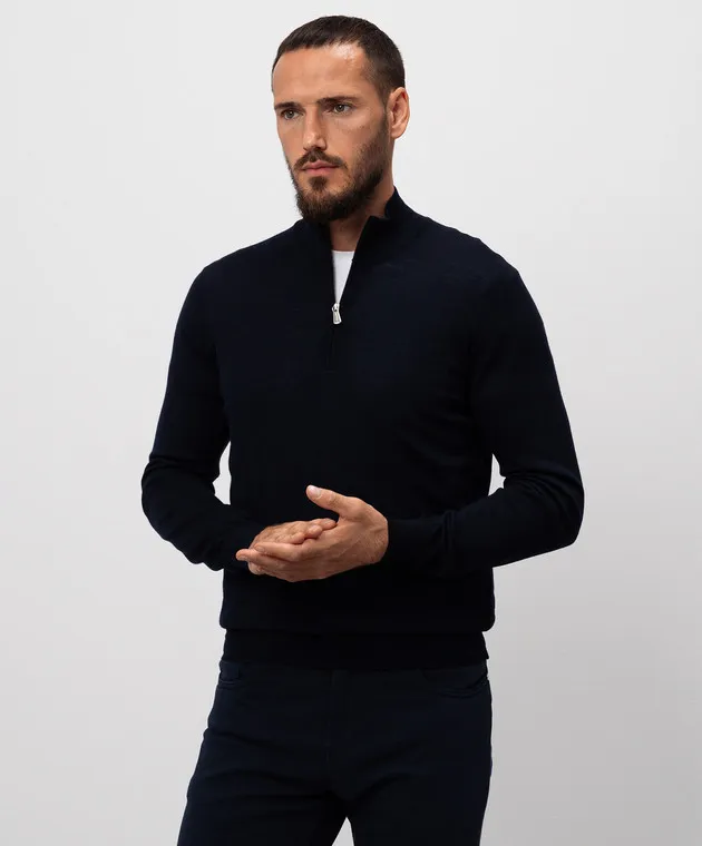 Enrico Mandelli Maglione in lana blu A9K0445270