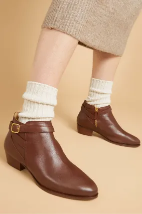 Jones Bootmaker Cream - Stivali alla caviglia in pelle con tacco e motivo fairlop