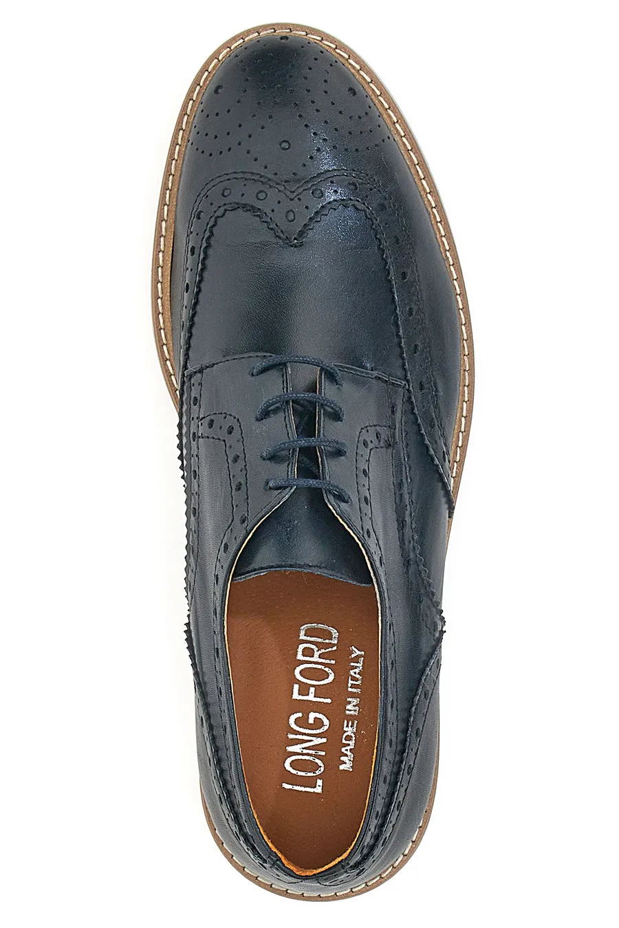  LONGFORD Scarpe Stringate Blu Vera Pelle Longford 596