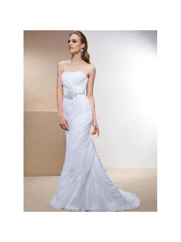 MAVIS - Abito da Sposa a Sirena in georgette senza spalline