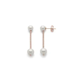 Orecchini Donna Miluna L'Argento di Miss Italia Oro Rosa 18Kt e 4 Perle Bianche PER2346R