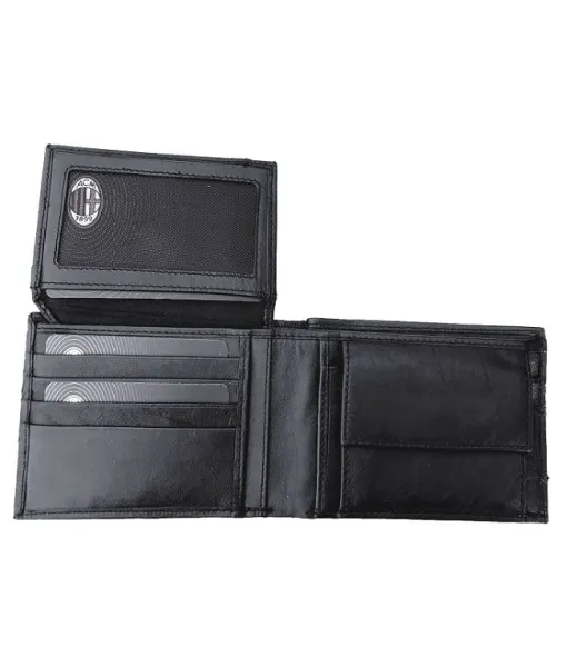 PORTAFOGLIO MILAN UFFICIALE NERO SLIM in VERA PELLE ORIGINALE ENZO CASTELLANO 041