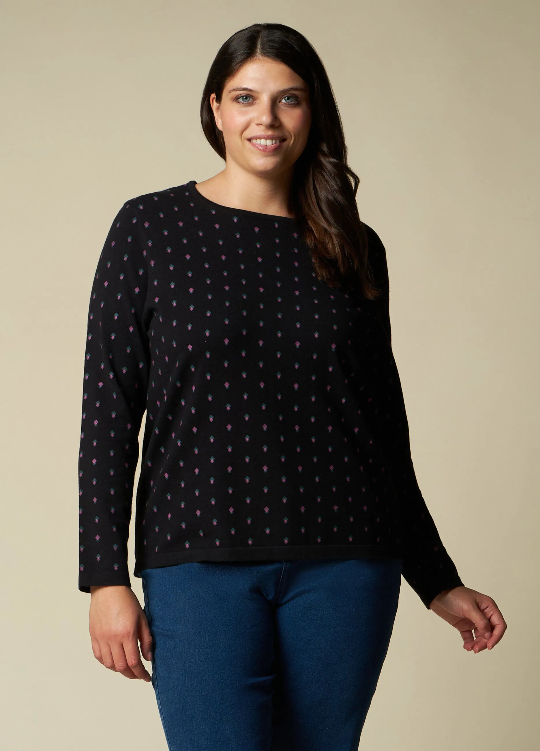ROSA THEA  Tricot girocollo con stampa donna curvy