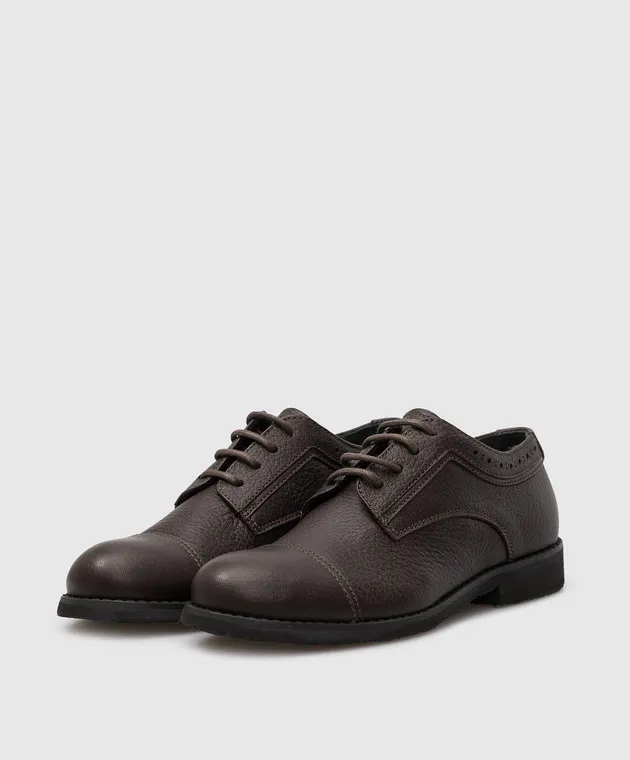 Stefano Ricci Derby da bambino in pelle marrone scuro YRU03G833SKSK