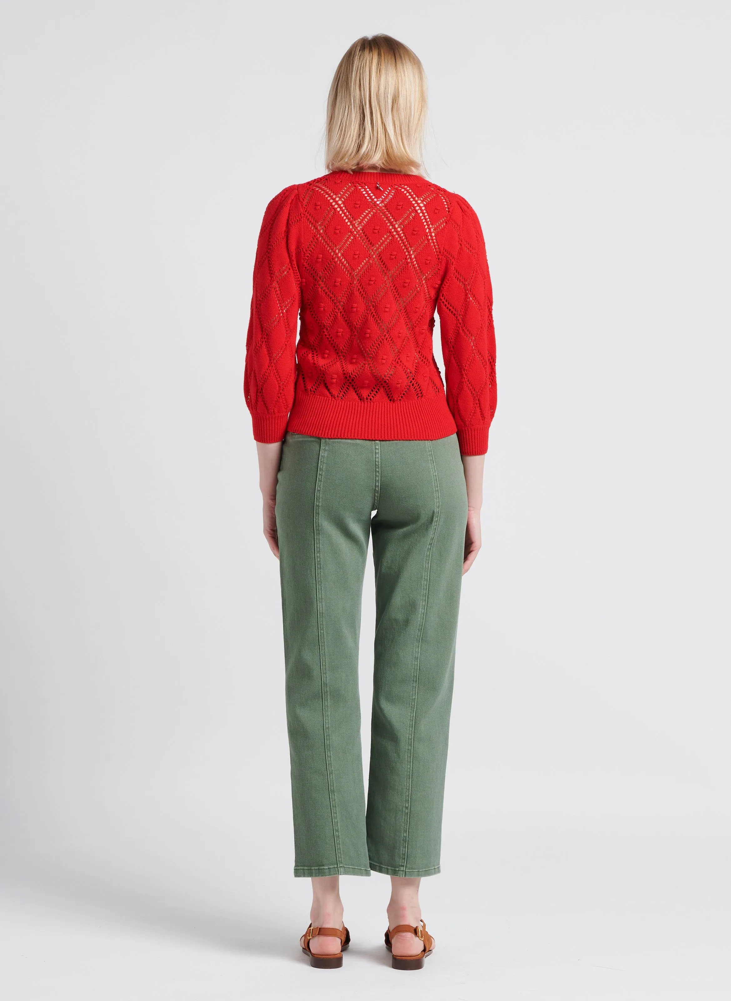  VILA   TRIO LIDA - Jeans dritti a vita alta in misto cotone | Verde